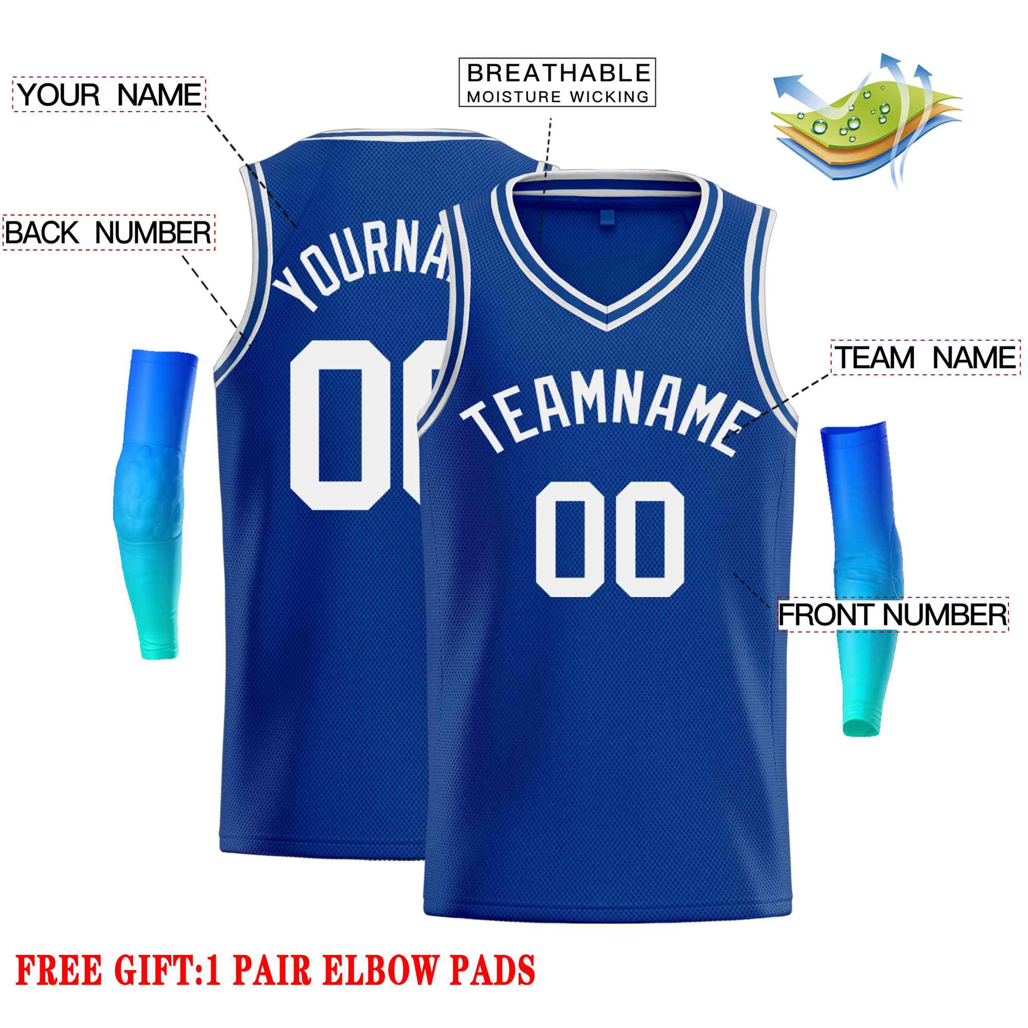 Custom Royal White-Classic Tops Men Casual Basketball Jersey - Image 2