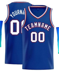 Custom Royal White-Red Classic Tops Men Casual Basketball Jersey