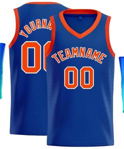 Custom Royal Orange-White Classic Tops Men Casual Basketball Jersey