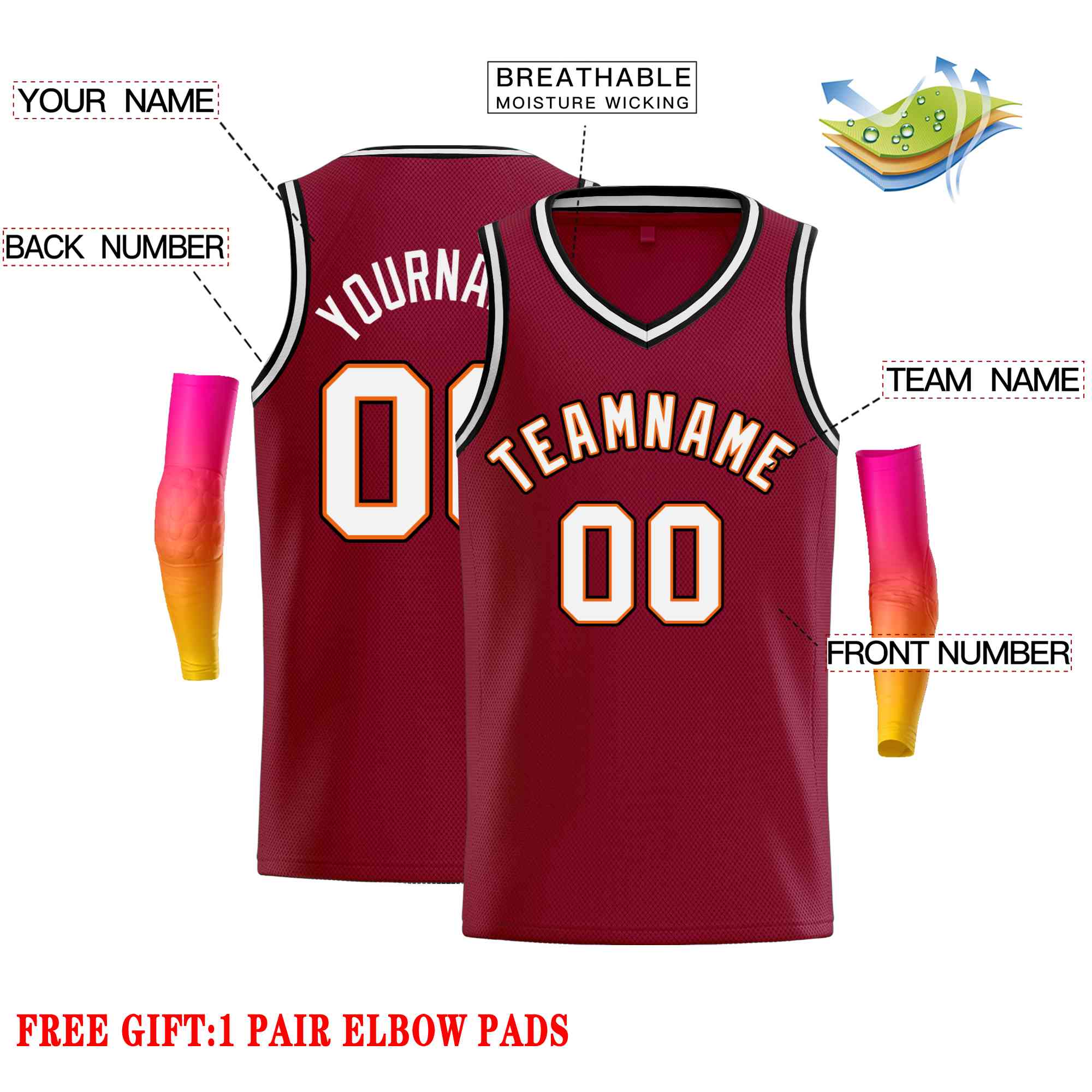 Custom Maroon White-Black Classic Tops Men Casual Basketball Jersey - Image 2