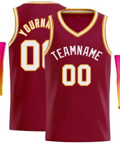Custom Maroon White-Classic Tops Men Casual Basketball Jersey