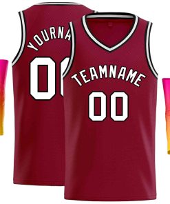 Custom Maroon White-Black Classic Tops Men Casual Basketball Jersey