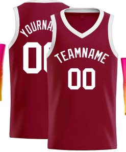 Custom Maroon White-Classic Tops Men Casual Basketball Jersey
