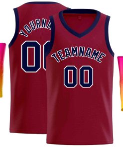 Custom Maroon Navy-White Classic Tops Men Casual Basketball Jersey