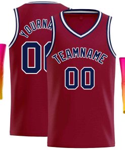 Custom Maroon Navy-White Classic Tops Men Casual Basketball Jersey