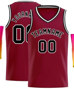 Custom Maroon Black-White Classic Tops Men Casual Basketball Jersey