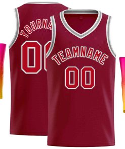 Custom Maroon Red-White Classic Tops Men Casual Basketball Jersey