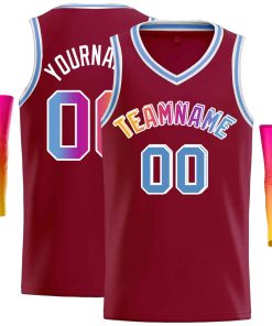 Custom Maroon Pink-White Classic Tops Men Casual Basketball Jersey