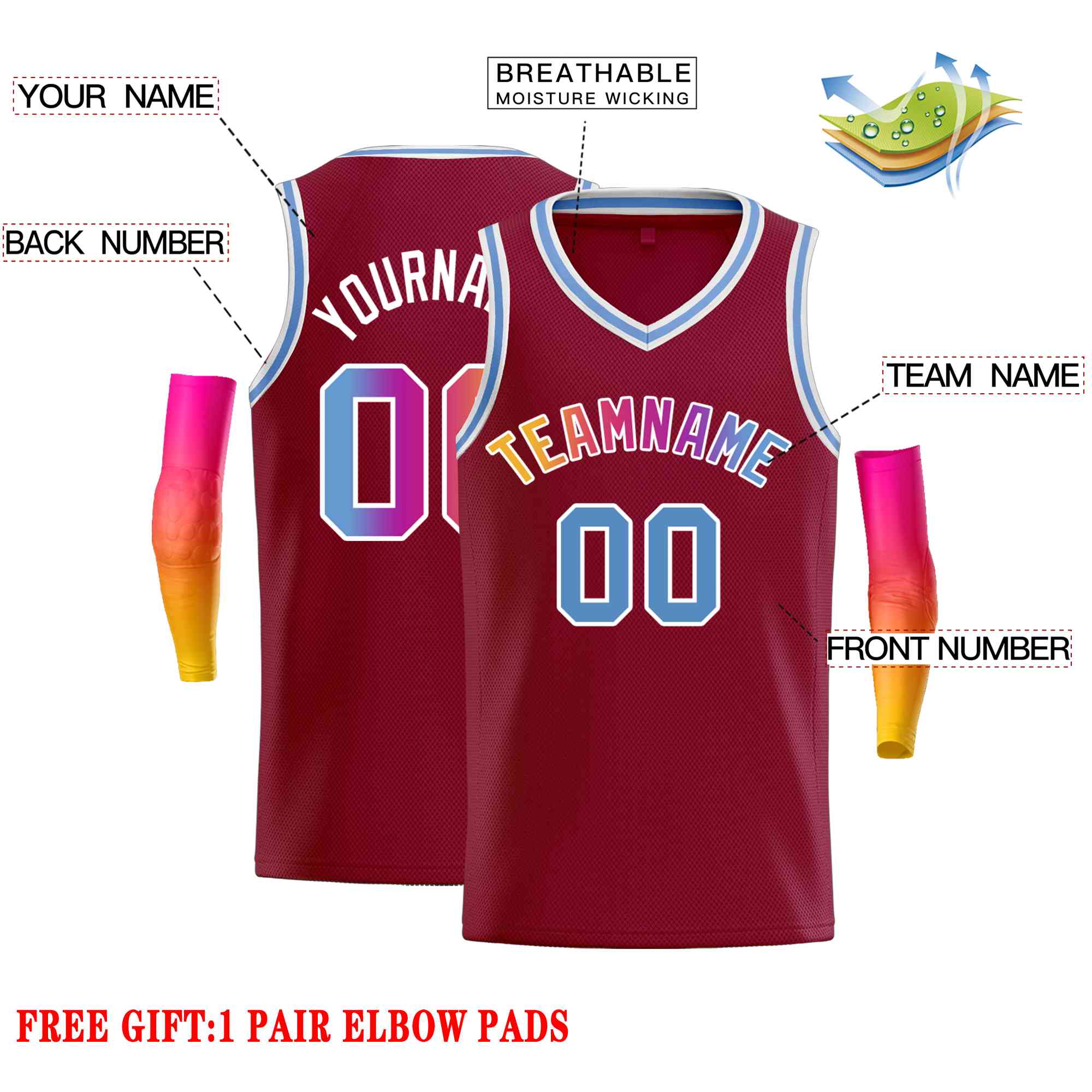 Custom Maroon Pink-White Classic Tops Men Casual Basketball Jersey - Image 2