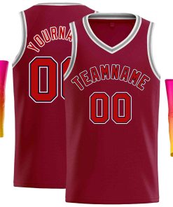 Custom Maroon Red-White Classic Tops Men Casual Basketball Jersey