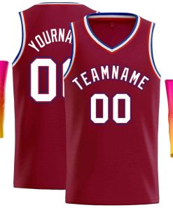Custom Maroon White-Royal Classic Tops Men Casual Basketball Jersey