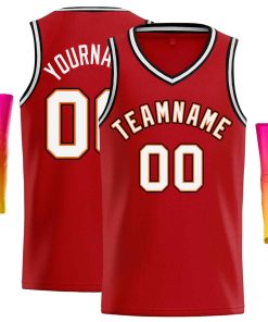 Custom Red White-Orange Classic Tops Men Casual Basketball Jersey