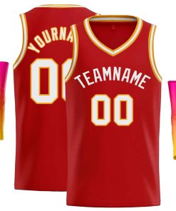 Custom Red White-Classic Tops Men Casual Basketball Jersey