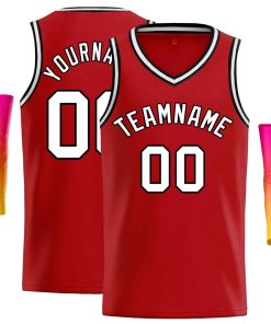 Custom Red White-Black Classic Tops Men Casual Basketball Jersey