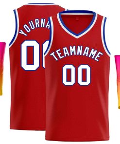 Custom Red White-Royal Classic Tops Men Casual Basketball Jersey