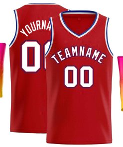 Custom Red White-Royal Classic Tops Men Casual Basketball Jersey