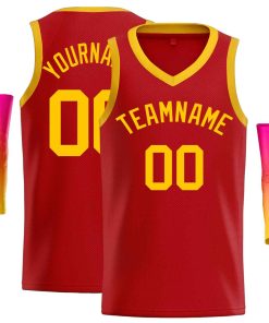Custom Red Yellow-Classic Tops Men Casual Basketball Jersey