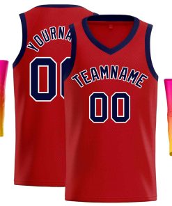 Custom Red Navy-White Classic Tops Men Casual Basketball Jersey