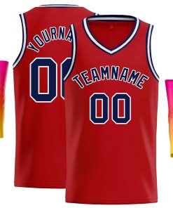 Custom Red Navy-White Classic Tops Men Casual Basketball Jersey