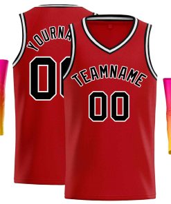 Custom Red Black-White Classic Tops Men Casual Basketball Jersey