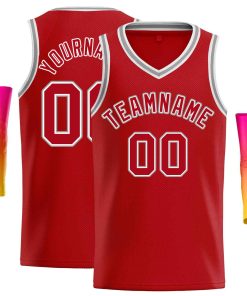 Custom Red White-Classic Tops Men Casual Basketball Jersey