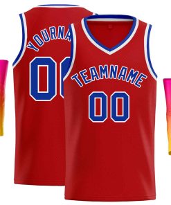Custom Red Royal-White Classic Tops Men Casual Basketball Jersey