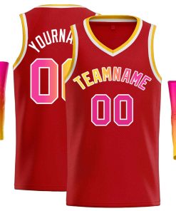 Custom Red Yellow-White Classic Tops Men Casual Basketball Jersey