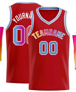 Custom Red Pink-White Classic Tops Men Casual Basketball Jersey