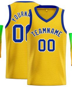 Custom Yellow Royal-White Classic Tops Men Casual Basketball Jersey