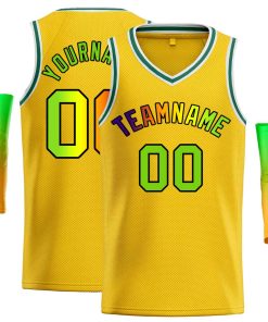 Custom Yellow Green-Black Classic Tops Men Casual Basketball Jersey
