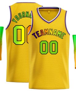 Custom Yellow Green-Black Classic Tops Men Casual Basketball Jersey