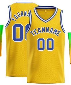 Custom Yellow Blue-Classic Tops Men Casual Basketball Jersey