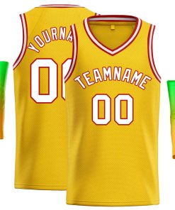 Custom Yellow White-Red Classic Tops Men Casual Basketball Jersey
