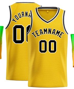 Custom Yellow Black-White Classic Tops Men Casual Basketball Jersey