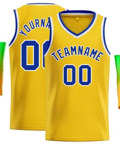 Custom Yellow Royal-White Classic Tops Men Casual Basketball Jersey