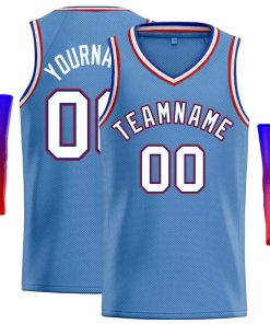 Custom Light Blue White-Blue Classic Tops Men Casual Basketball Jersey
