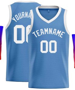 Custom Light Blue White-Classic Tops Men Casual Basketball Jersey