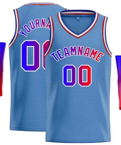 Custom Light Blue Royal-White Classic Tops Men Casual Basketball Jersey