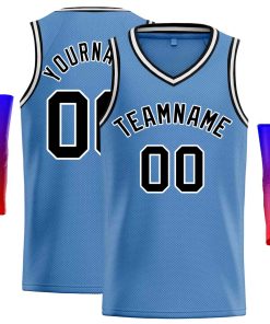 Custom Light Blue Black-White Classic Tops Men Casual Basketball Jersey