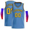 Custom Light Blue Yellow-Navv Classic Tops Men Casual Basketball Jersey