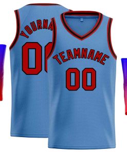 Custom Light Blue Maroon-Black Classic Tops Men Casual Basketball Jersey