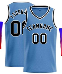 Custom Light Blue Black-White Classic Tops Men Casual Basketball Jersey