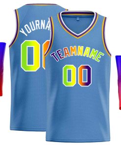 Custom Light Blue Green-White Classic Tops Men Casual Basketball Jersey