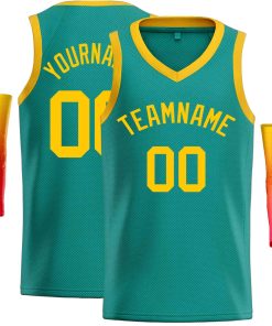 Custom Teal Yellow-Classic Tops Men Casual Basketball Jersey