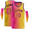 Custom Pink Yellow-Black Gradient Fashion Tops Basketball Jersey