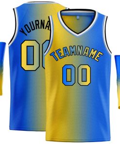 Custom Yellow Royal-Black Gradient Fashion Tops Basketball Jersey