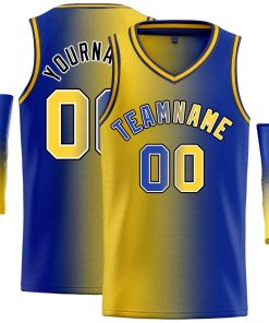Custom Yellow Royal-Black Gradient Fashion Tops Basketball Jersey