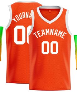 Custom Orange White-Classic Tops Men Casual Basketball Jersey