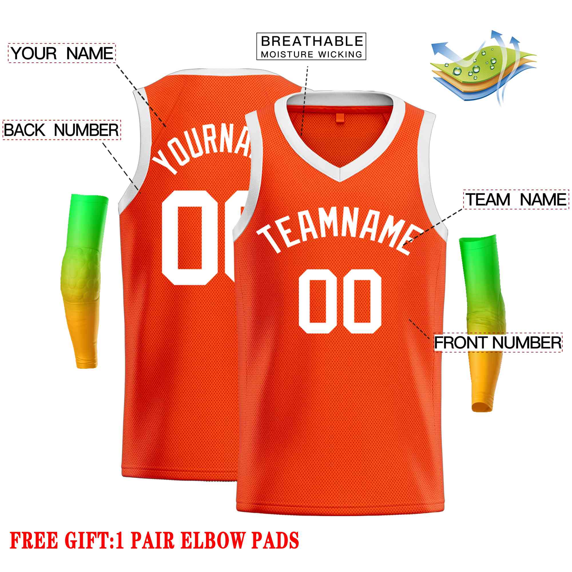 Custom Orange White-Classic Tops Men Casual Basketball Jersey - Image 2