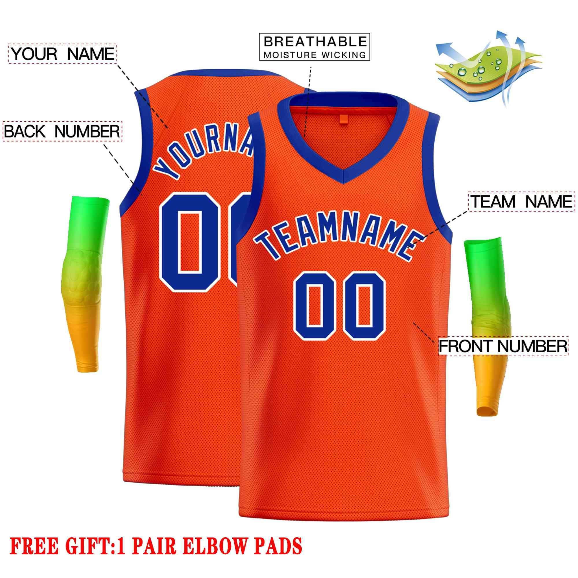 Custom Orange Royal-Classic Tops Men Casual Basketball Jersey - Image 2